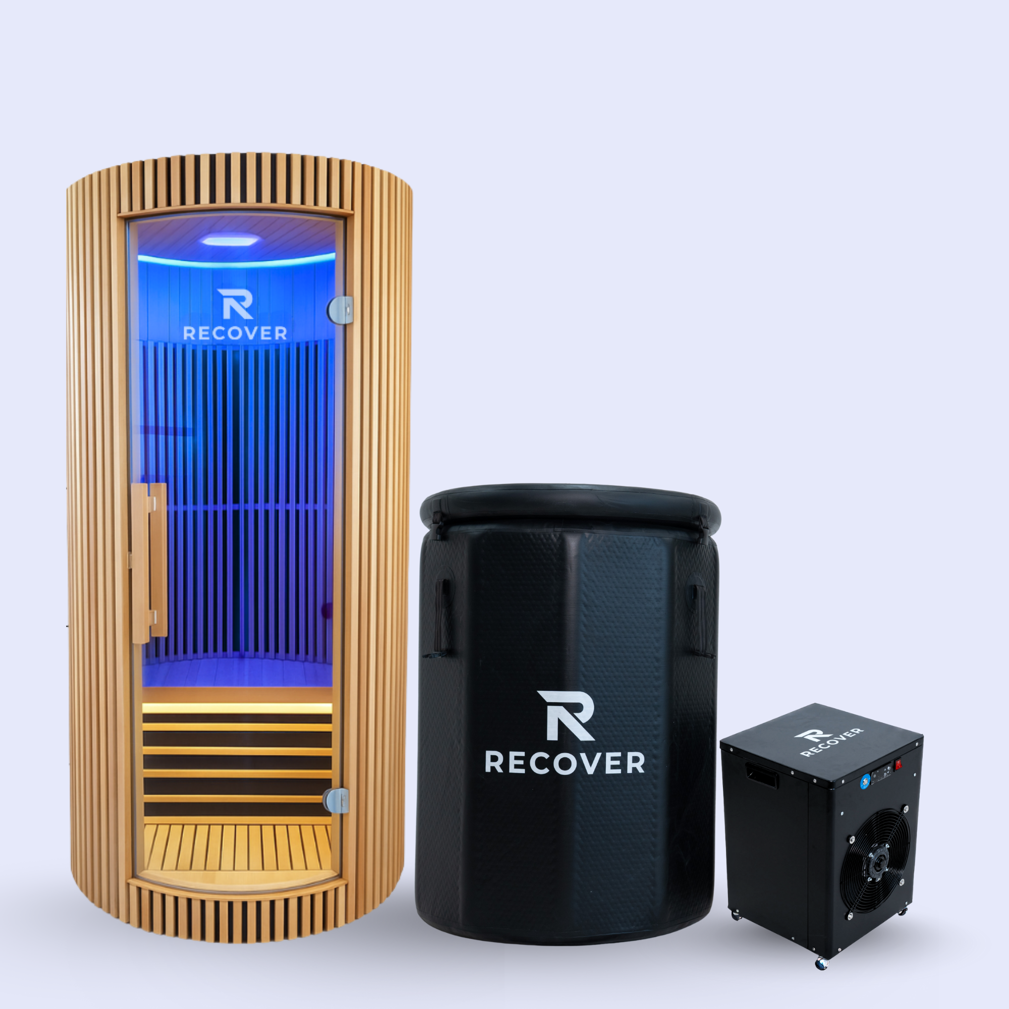 Infrared Indoor RSauna & Barrel Ice Plunge with 1 HP Chiller