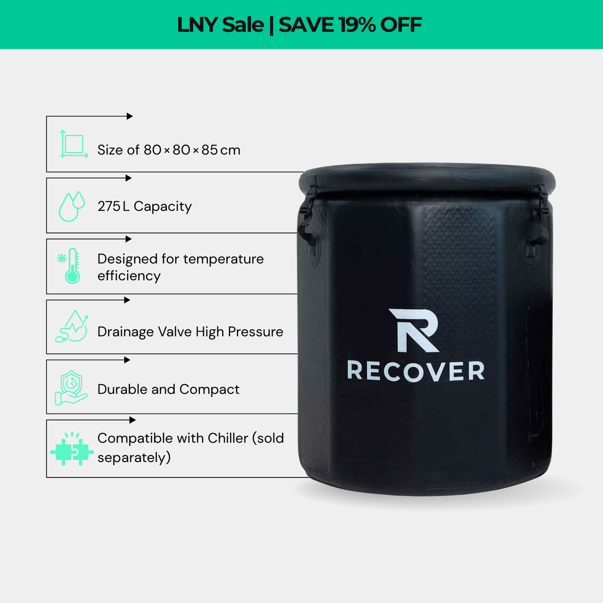 Barrel Standard + WiFi Cold Plunge Chiller System (1HP or 2HP)